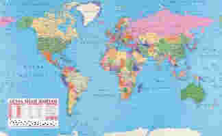 harita Dünya siyasi-Dünya Fiziki ve Kıtalar haritaları çıtalı selofan kaplı